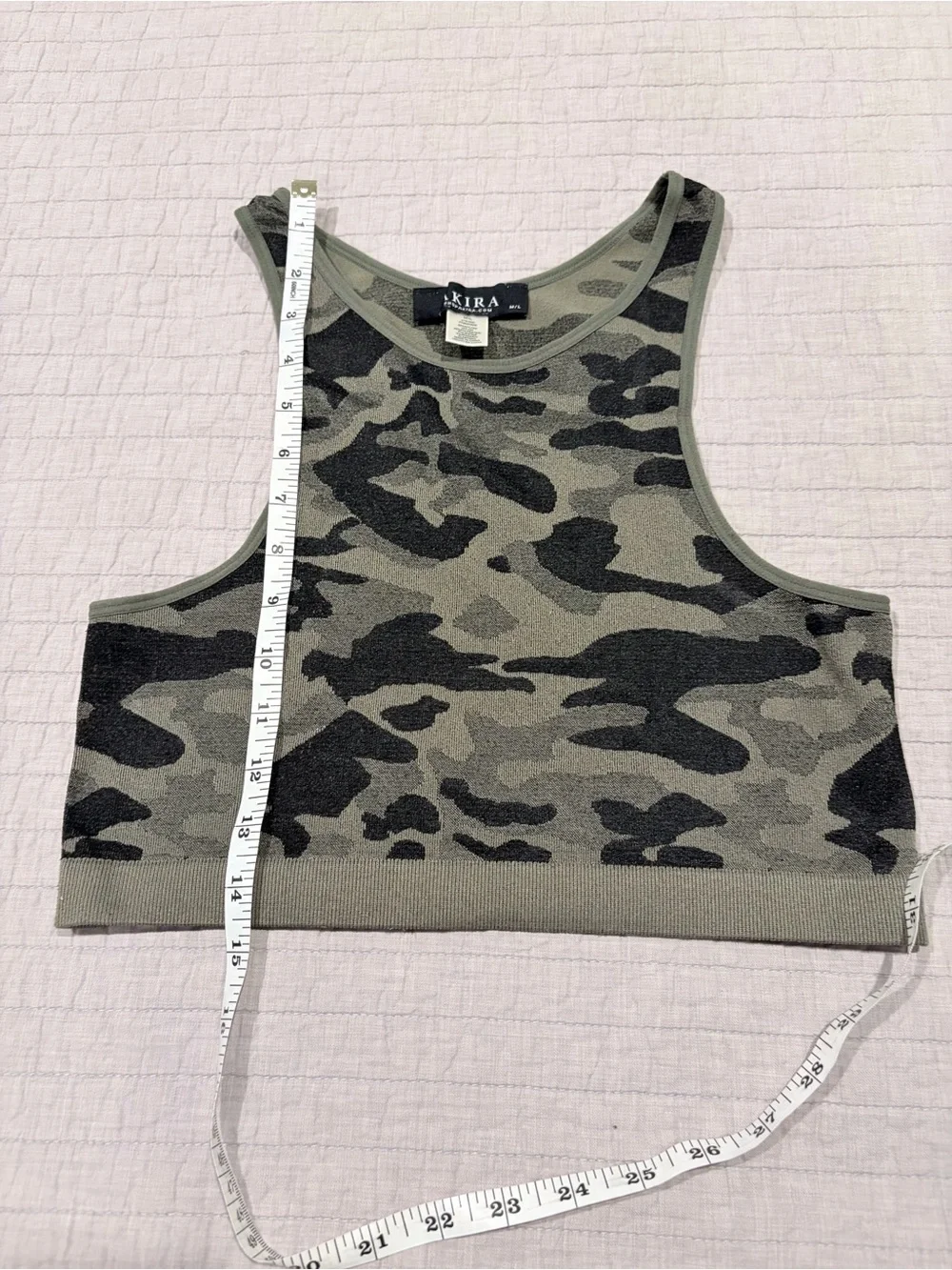 AKIRA Camo Seamless Sports Bra Crop Top Green Black M/L